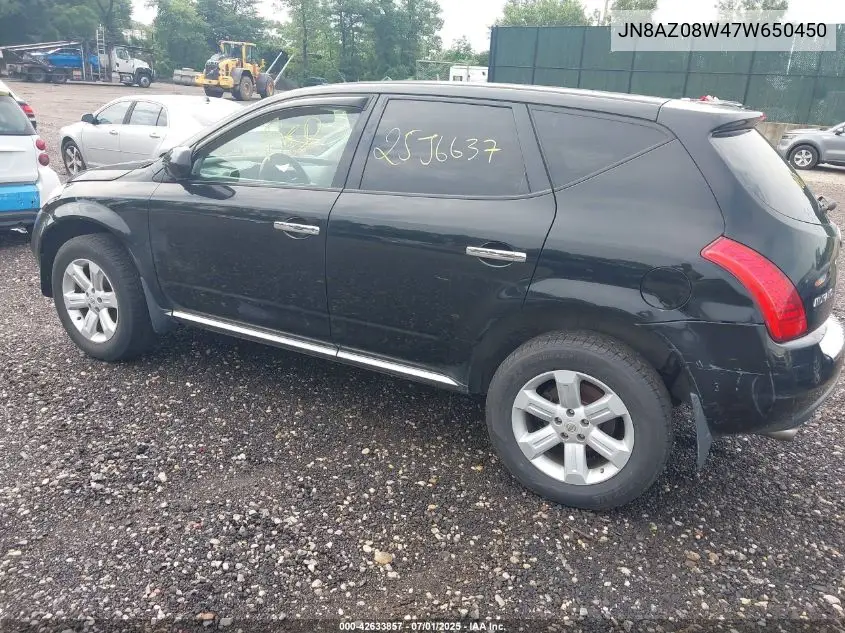 2007 Nissan Murano Sl VIN: JN8AZ08W47W650450 Lot: 42633857