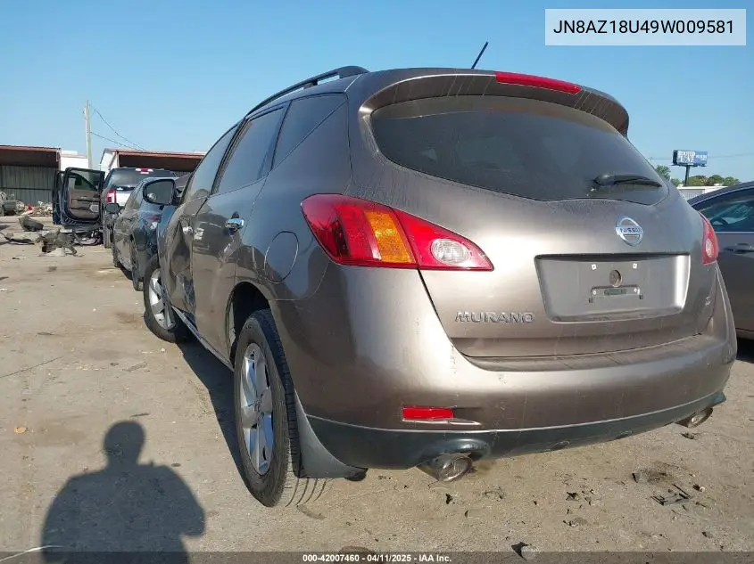 2009 Nissan Murano S VIN: JN8AZ18U49W009581 Lot: 42007460