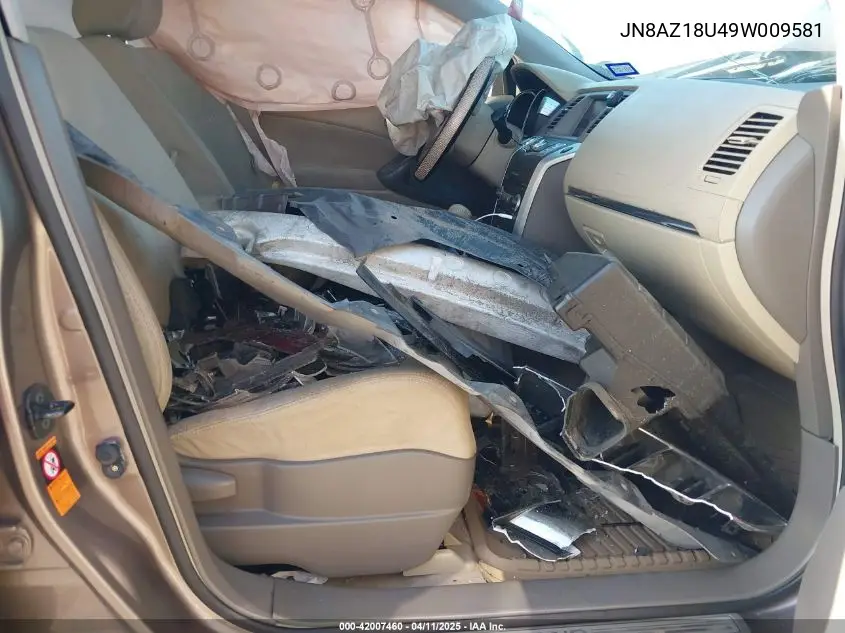 2009 Nissan Murano S VIN: JN8AZ18U49W009581 Lot: 42007460