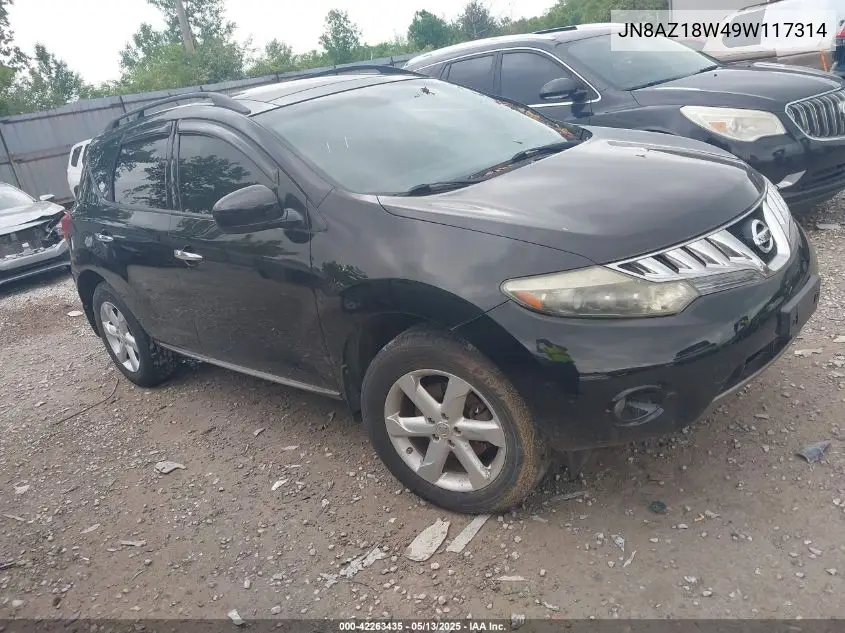 2009 Nissan Murano Sl VIN: JN8AZ18W49W117314 Lot: 42263435