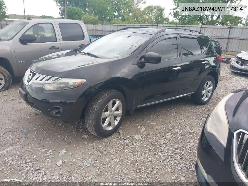 2009 Nissan Murano Sl VIN: JN8AZ18W49W117314 Lot: 42263435