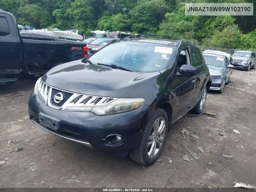 2009 Nissan Murano Le VIN: JN8AZ18W89W103190 Lot: 42456001