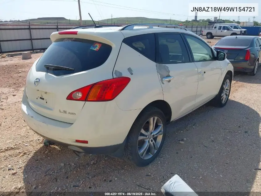 2009 Nissan Murano Le VIN: JN8AZ18W49W154721 Lot: 42511974