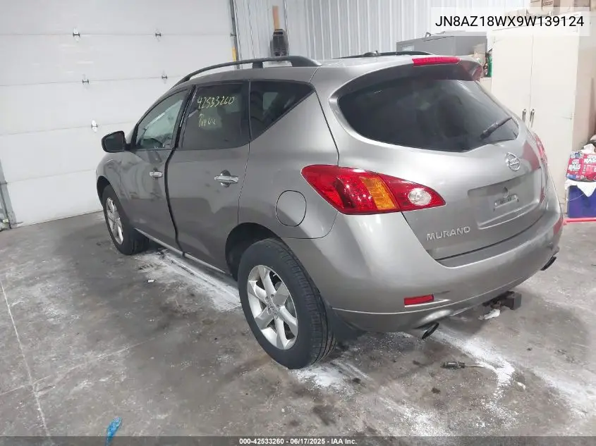 2009 Nissan Murano Sl VIN: JN8AZ18WX9W139124 Lot: 42533260