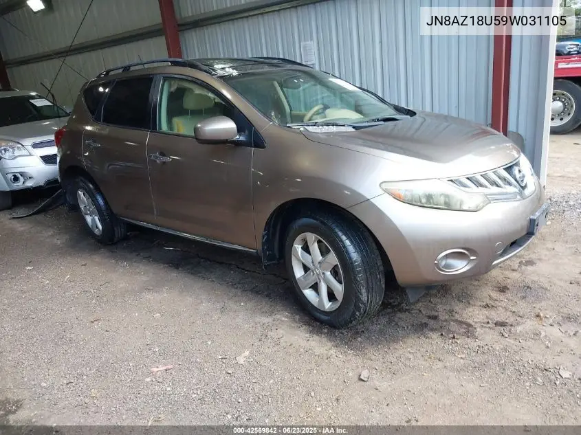 2009 Nissan Murano Sl VIN: JN8AZ18U59W031105 Lot: 42569842