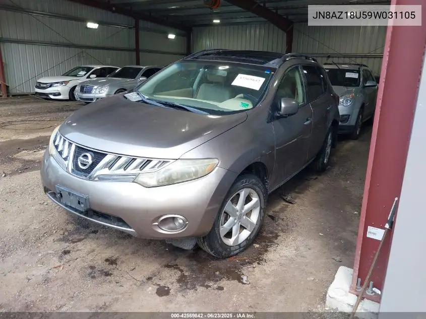 2009 Nissan Murano Sl VIN: JN8AZ18U59W031105 Lot: 42569842