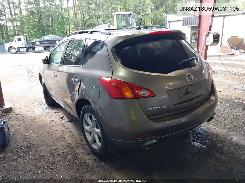 2009 Nissan Murano Sl VIN: JN8AZ18U59W031105 Lot: 42569842