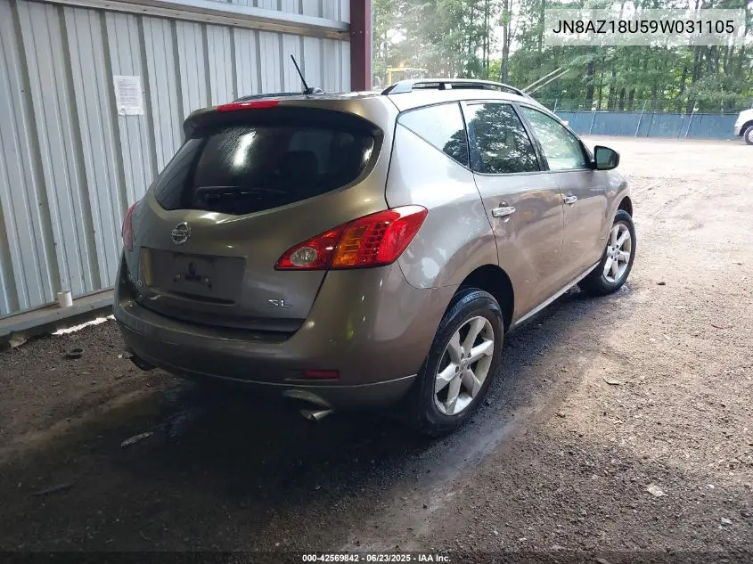 2009 Nissan Murano Sl VIN: JN8AZ18U59W031105 Lot: 42569842