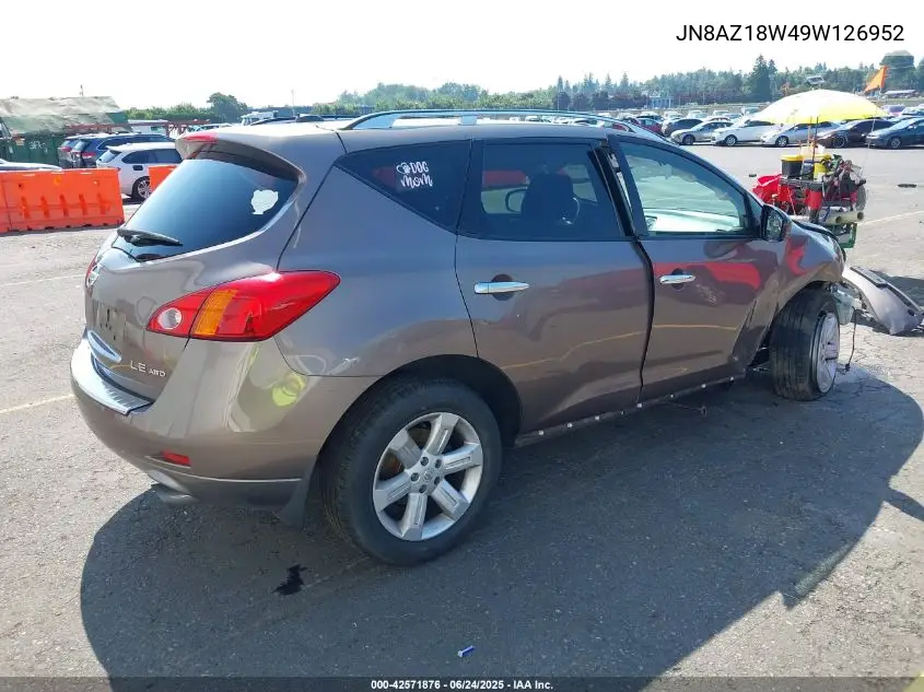 2009 Nissan Murano Le VIN: JN8AZ18W49W126952 Lot: 42571876