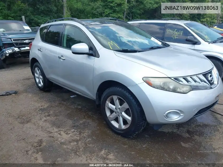 2009 Nissan Murano Sl VIN: JN8AZ18W09W138063 Lot: 42572730