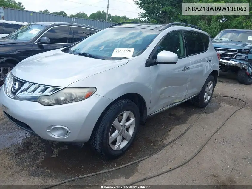 2009 Nissan Murano Sl VIN: JN8AZ18W09W138063 Lot: 42572730