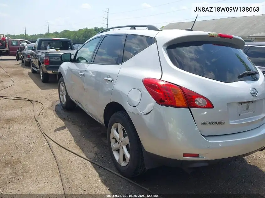 2009 Nissan Murano Sl VIN: JN8AZ18W09W138063 Lot: 42572730