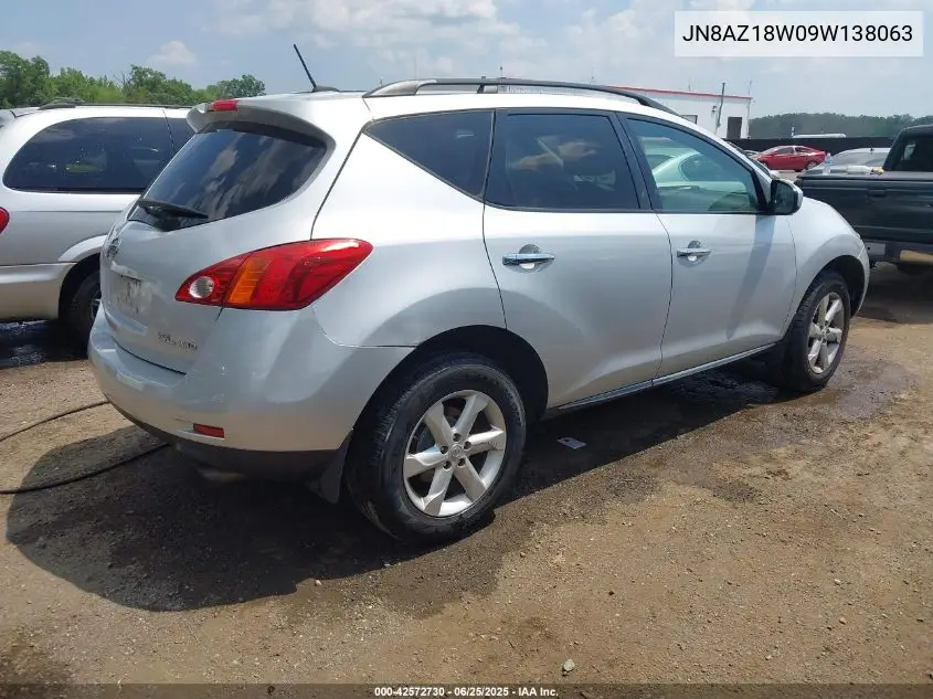 2009 Nissan Murano Sl VIN: JN8AZ18W09W138063 Lot: 42572730
