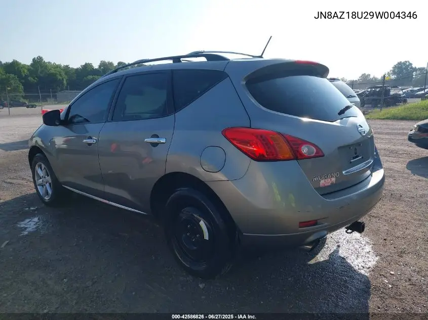 2009 Nissan Murano Sl VIN: JN8AZ18U29W004346 Lot: 42586826