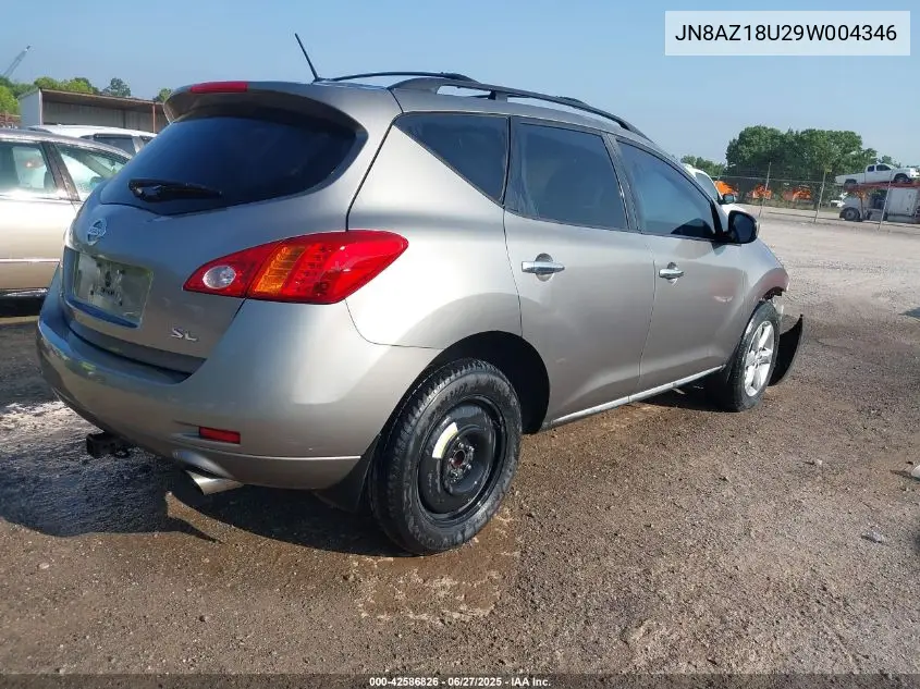 2009 Nissan Murano Sl VIN: JN8AZ18U29W004346 Lot: 42586826