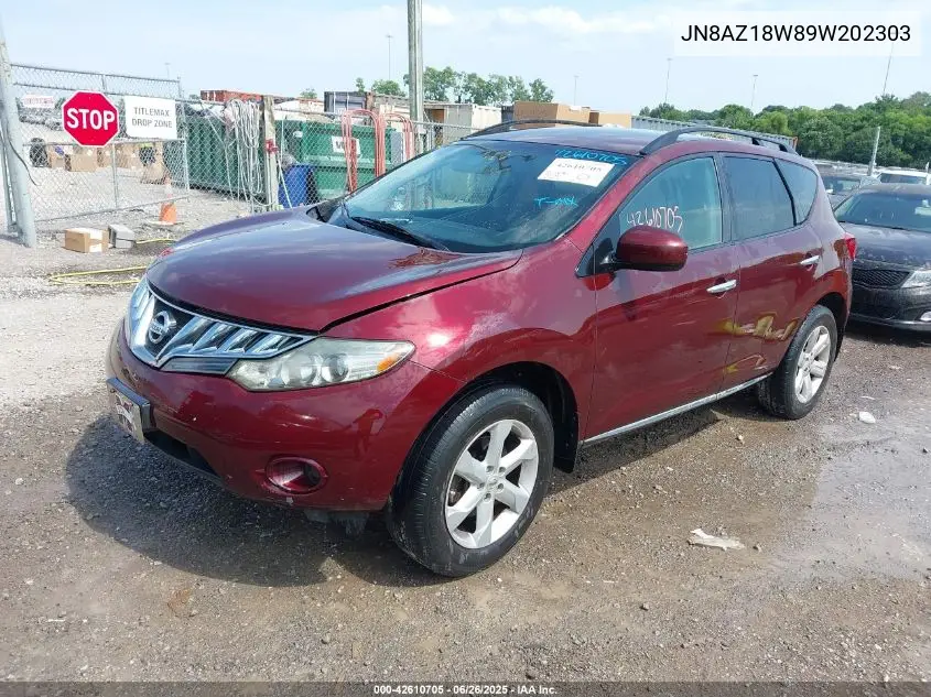 2009 Nissan Murano S VIN: JN8AZ18W89W202303 Lot: 42610705