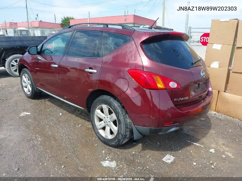 2009 Nissan Murano S VIN: JN8AZ18W89W202303 Lot: 42610705