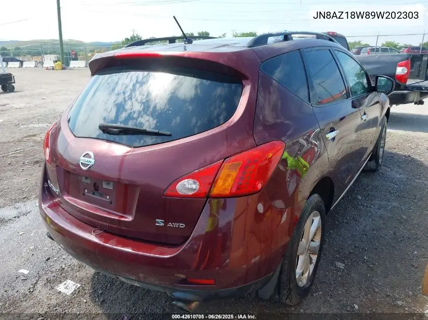 2009 Nissan Murano S VIN: JN8AZ18W89W202303 Lot: 42610705