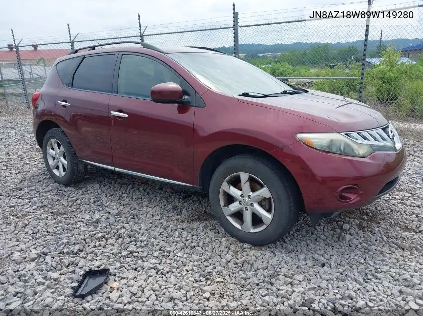 2009 Nissan Murano S VIN: JN8AZ18W89W149280 Lot: 42610843