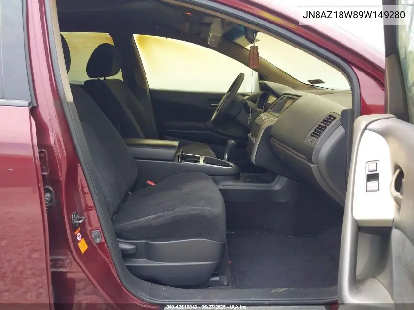2009 Nissan Murano S VIN: JN8AZ18W89W149280 Lot: 42610843