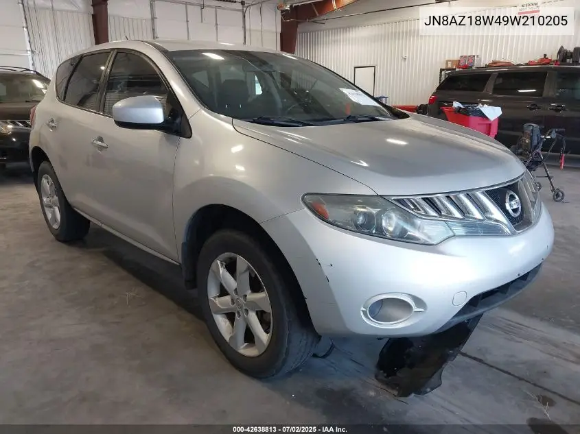 2009 Nissan Murano S VIN: JN8AZ18W49W210205 Lot: 42638813