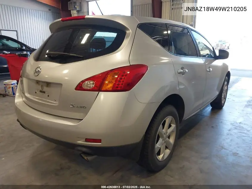 2009 Nissan Murano S VIN: JN8AZ18W49W210205 Lot: 42638813