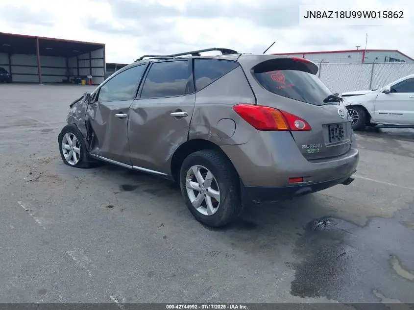 2009 Nissan Murano S VIN: JN8AZ18U99W015862 Lot: 42744992