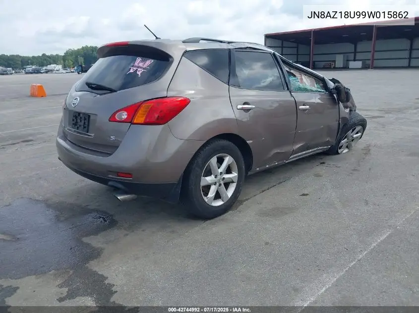 2009 Nissan Murano S VIN: JN8AZ18U99W015862 Lot: 42744992