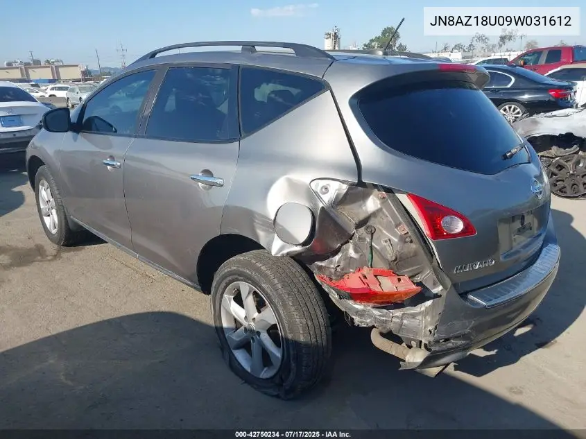 2009 Nissan Murano Sl VIN: JN8AZ18U09W031612 Lot: 42750234