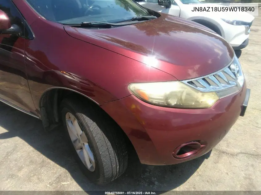 2009 Nissan Murano Sl VIN: JN8AZ18U59W018340 Lot: 42755001