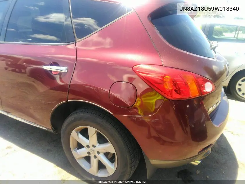 2009 Nissan Murano Sl VIN: JN8AZ18U59W018340 Lot: 42755001
