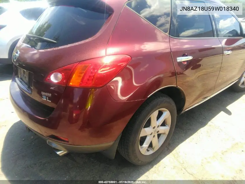 2009 Nissan Murano Sl VIN: JN8AZ18U59W018340 Lot: 42755001