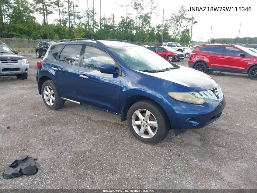 2009 Nissan Murano S VIN: JN8AZ18W79W115346 Lot: 42771912