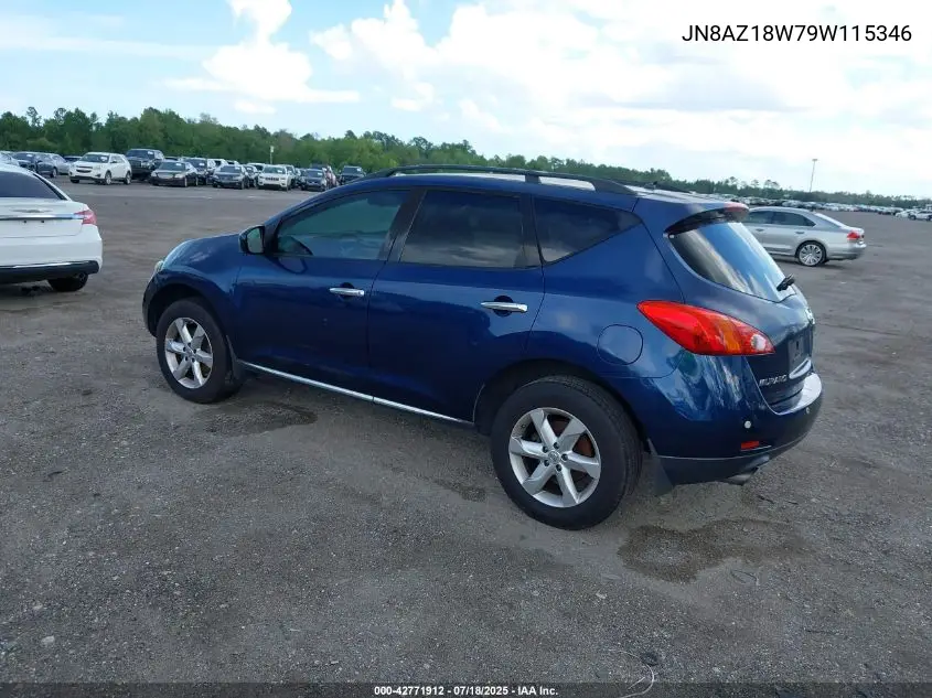 2009 Nissan Murano S VIN: JN8AZ18W79W115346 Lot: 42771912