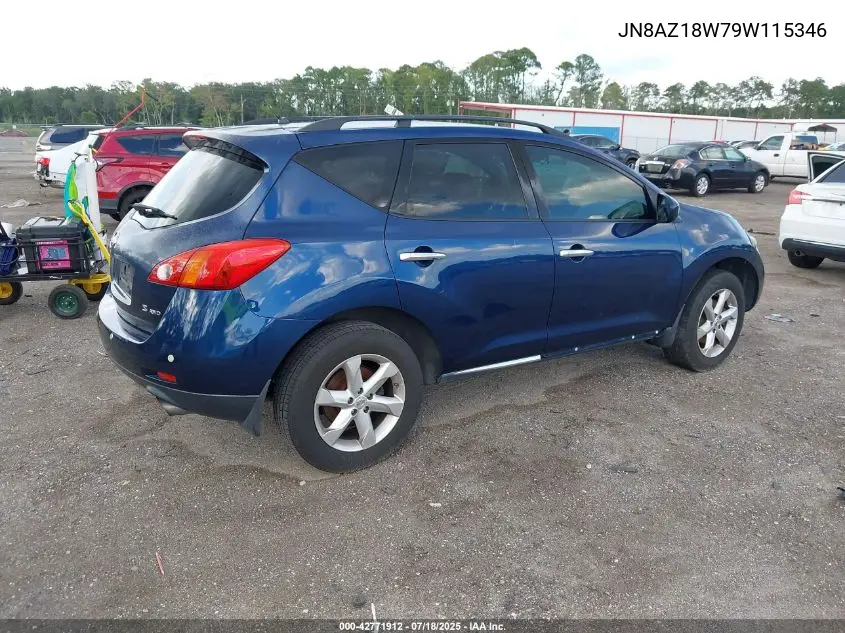 2009 Nissan Murano S VIN: JN8AZ18W79W115346 Lot: 42771912