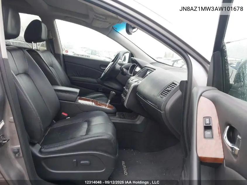 2010 Nissan Murano S/Sl/Le VIN: JN8AZ1MW3AW101678 Lot: 12314048