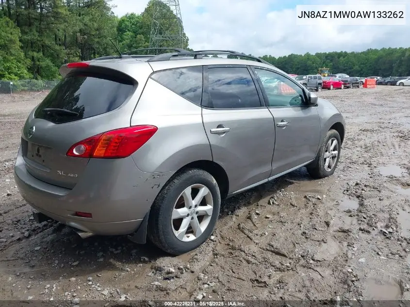 2010 Nissan Murano Sl VIN: JN8AZ1MW0AW133262 Lot: 42225231