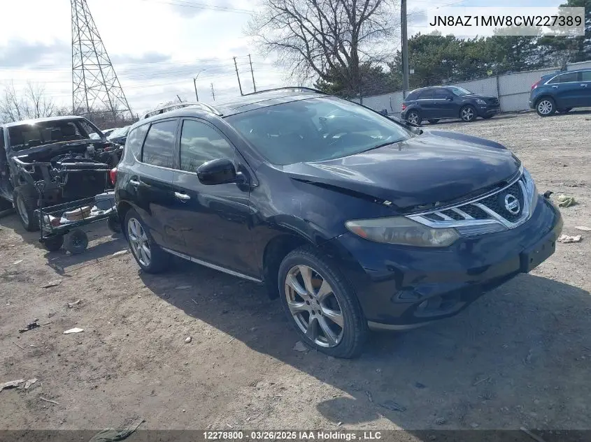 2012 Nissan Murano S/Sl/Le VIN: JN8AZ1MW8CW227389 Lot: 12278800