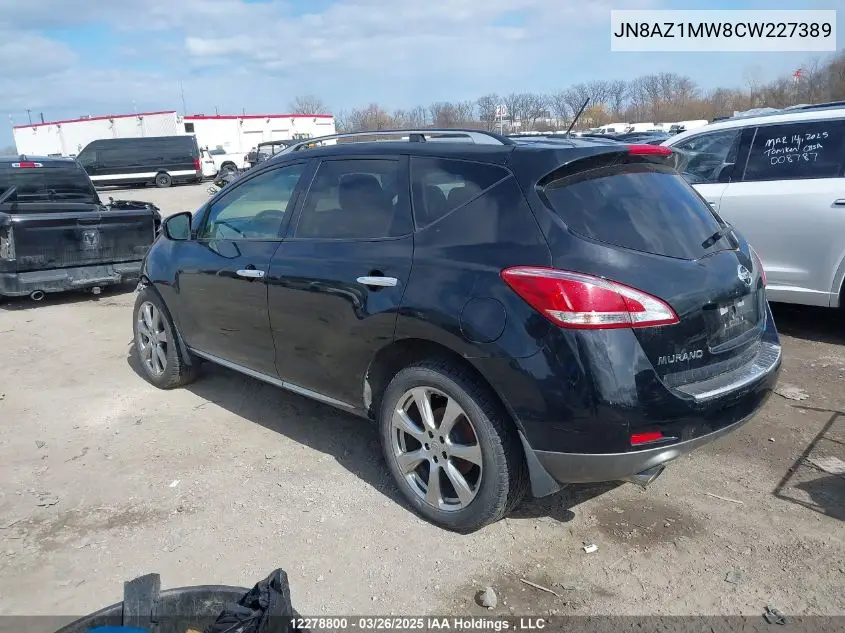 2012 Nissan Murano S/Sl/Le VIN: JN8AZ1MW8CW227389 Lot: 12278800