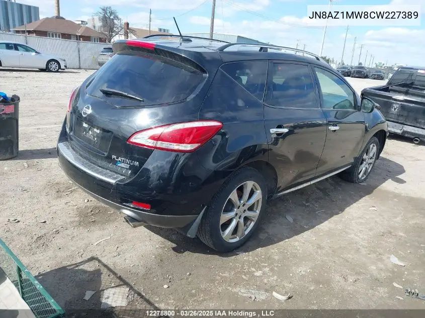 2012 Nissan Murano S/Sl/Le VIN: JN8AZ1MW8CW227389 Lot: 12278800