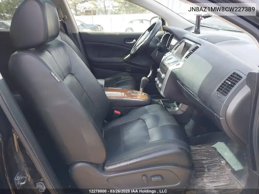 2012 Nissan Murano S/Sl/Le VIN: JN8AZ1MW8CW227389 Lot: 12278800