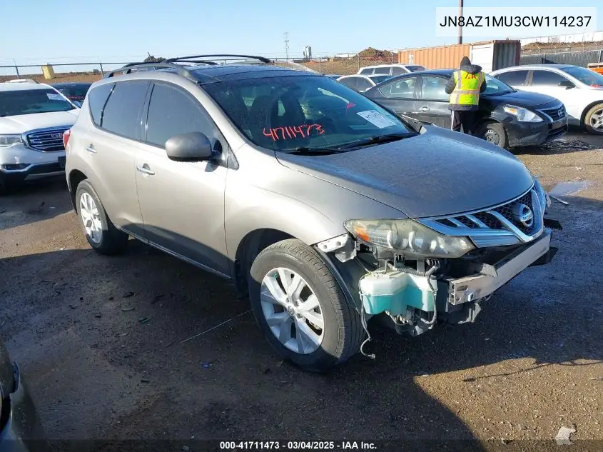 2012 Nissan Murano Sl VIN: JN8AZ1MU3CW114237 Lot: 41711473