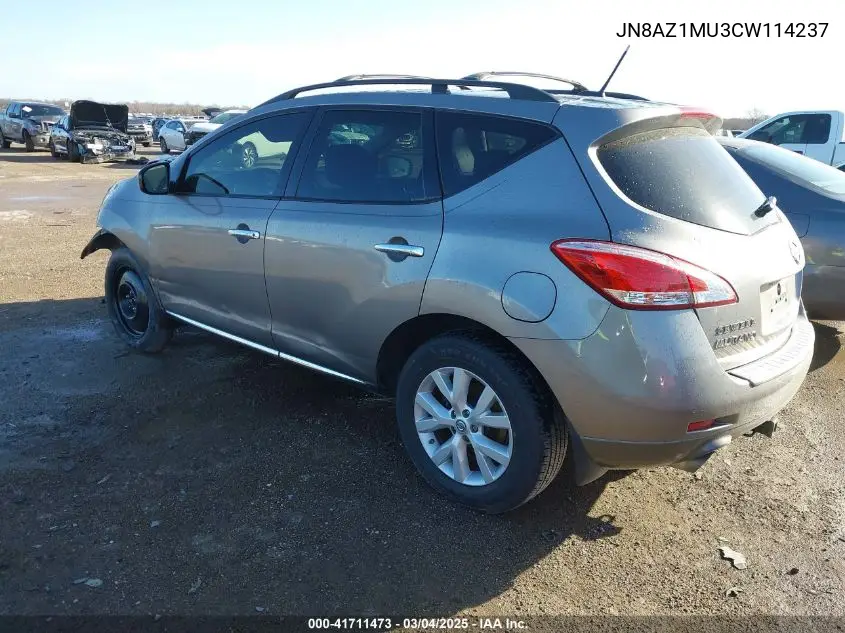 2012 Nissan Murano Sl VIN: JN8AZ1MU3CW114237 Lot: 41711473