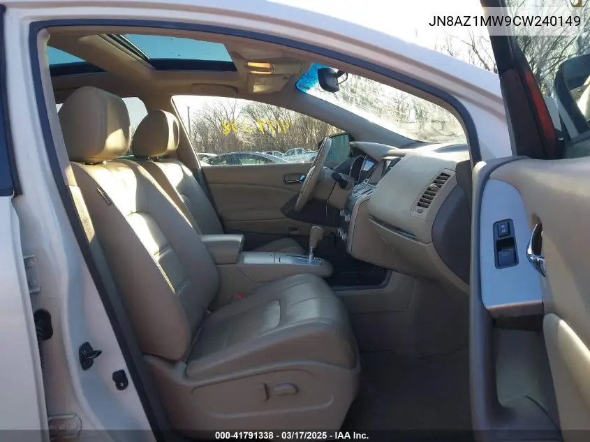 2012 Nissan Murano Sl VIN: JN8AZ1MW9CW240149 Lot: 41791338