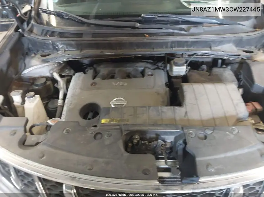 2012 Nissan Murano Sl VIN: JN8AZ1MW3CW227445 Lot: 42578306