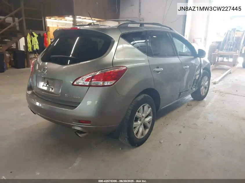 2012 Nissan Murano Sl VIN: JN8AZ1MW3CW227445 Lot: 42578306