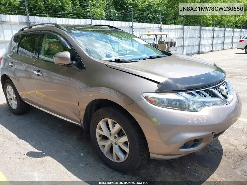 2012 Nissan Murano Sl VIN: JN8AZ1MW8CW230650 Lot: 42642853