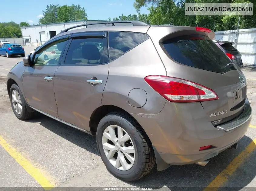 2012 Nissan Murano Sl VIN: JN8AZ1MW8CW230650 Lot: 42642853