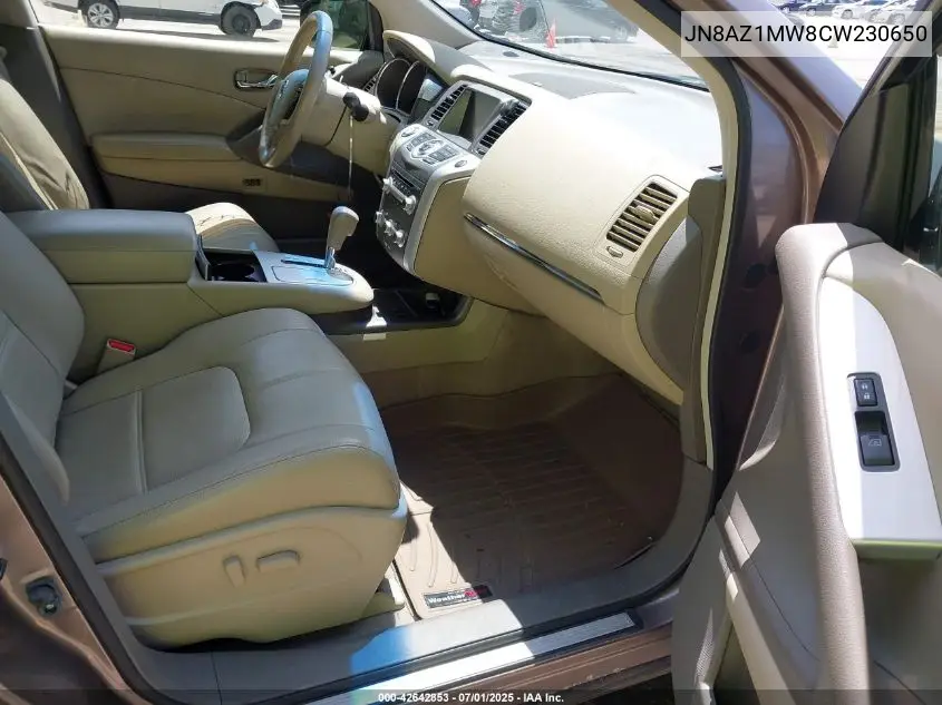 2012 Nissan Murano Sl VIN: JN8AZ1MW8CW230650 Lot: 42642853