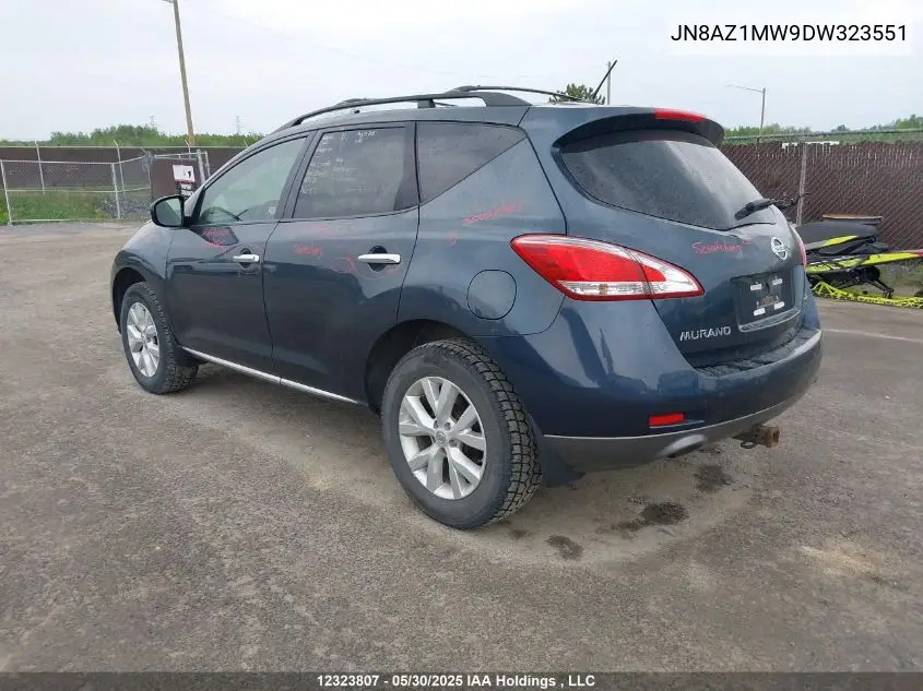 2013 Nissan Murano S/Sl/Le VIN: JN8AZ1MW9DW323551 Lot: 12323807
